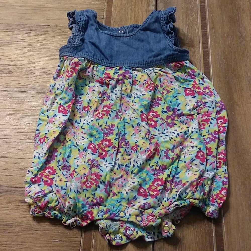 Denim floral romper